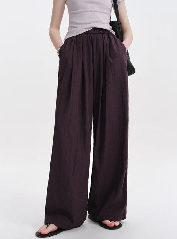 Slouchy Purple Casual Wide-leg Pants