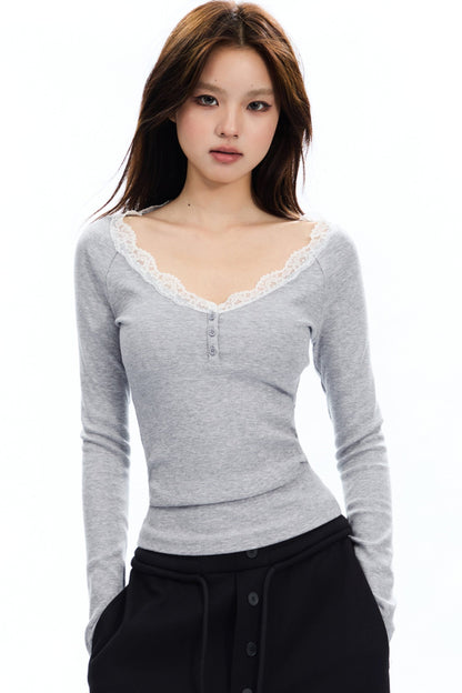 Slim Fit Raglan Sleeve Knit Top