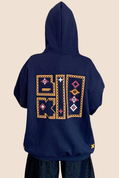Ethnic Embroidered Loose Hoodie Coat