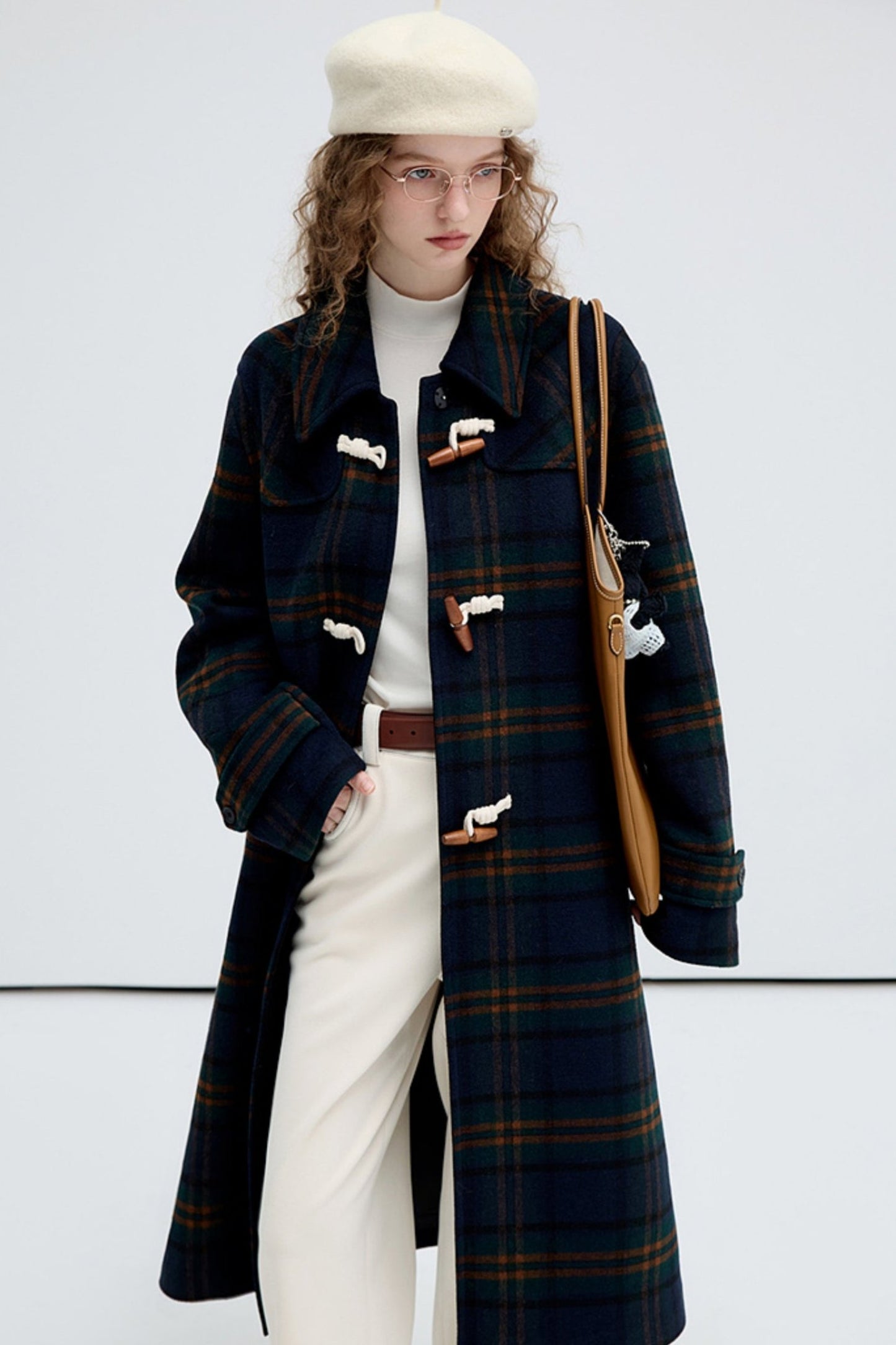 Textured Wool Check Coat