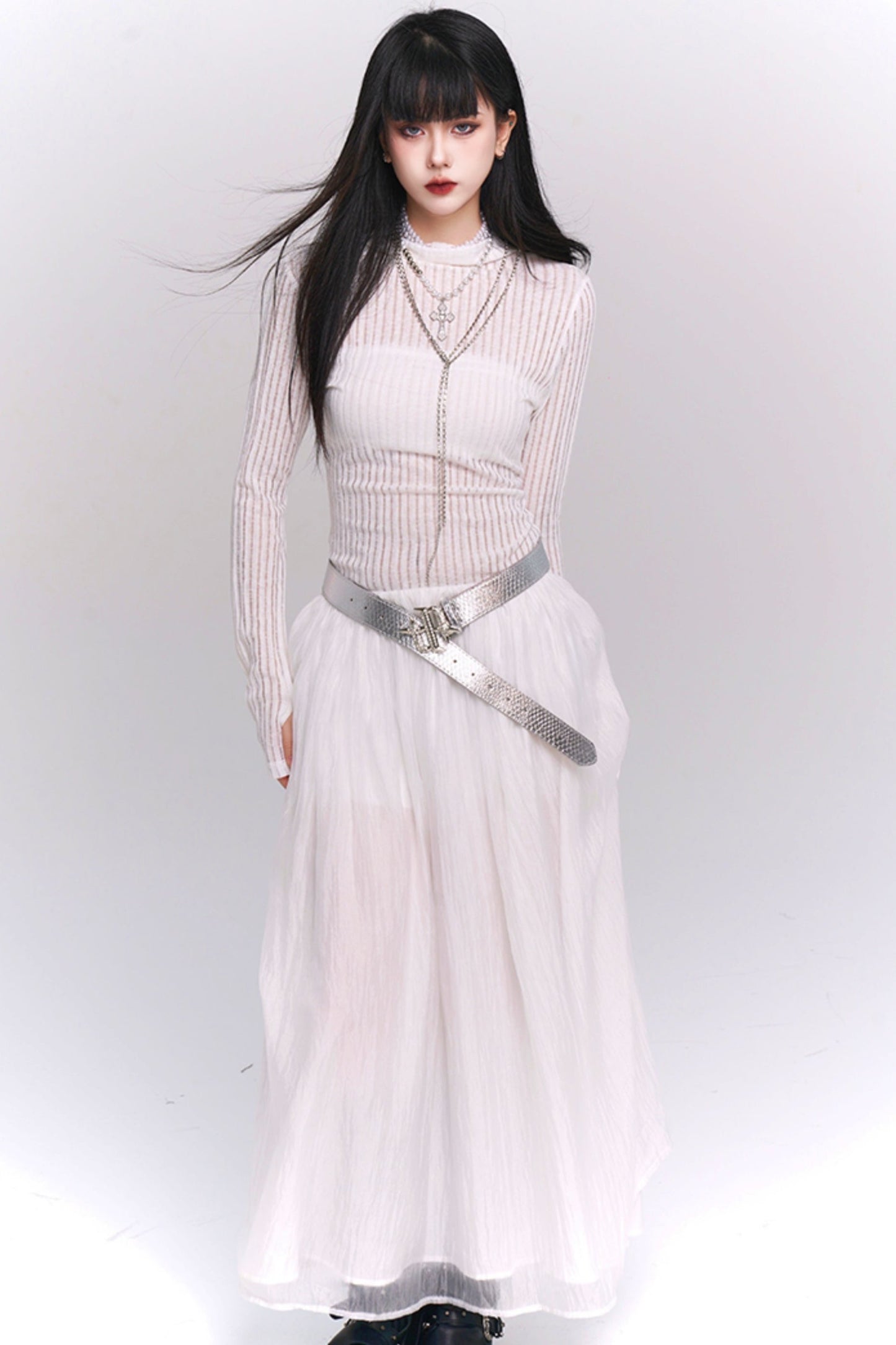 White Long-Sleeve Moonlight Dress