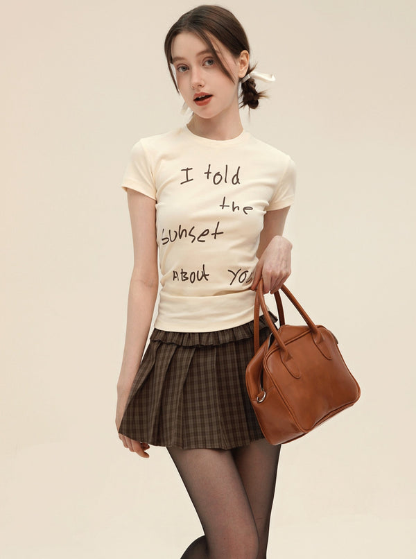 American Retro Letter Print T-Shirt Set