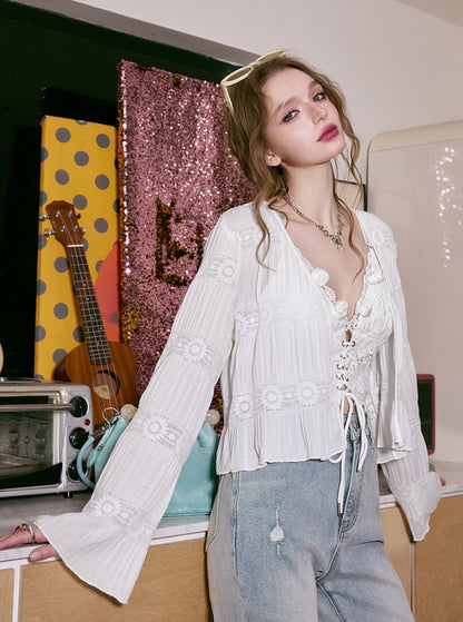 Breeze White Chiffon Cardigan Coat