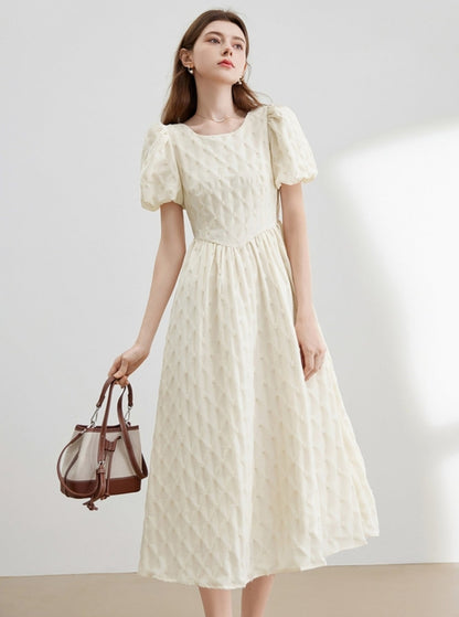 French Elegant Puff Sleeve Dress