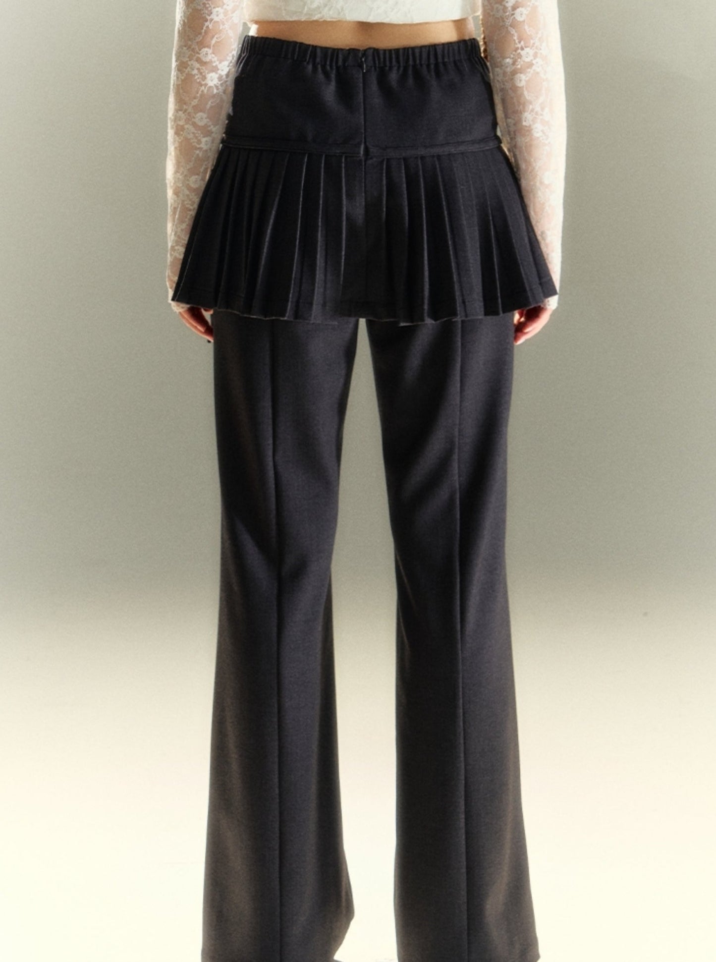 Ballet Style Fake Two Pleated Pants