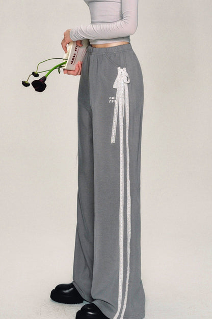 Dewy Garden Mist Grey Wide-Leg Pants