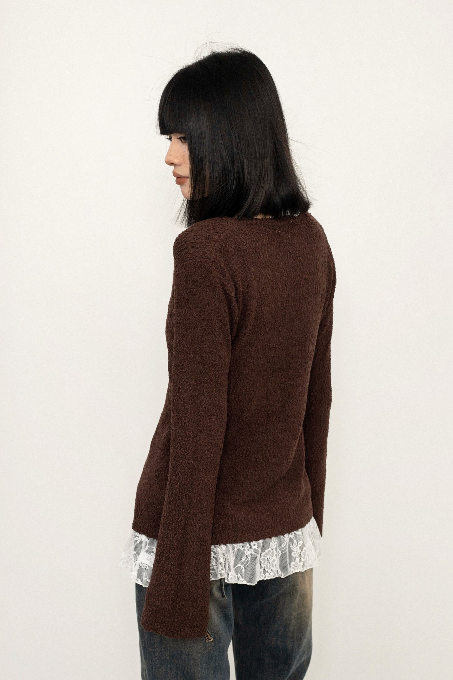 Versatile Coffee Wool Knit Sweater