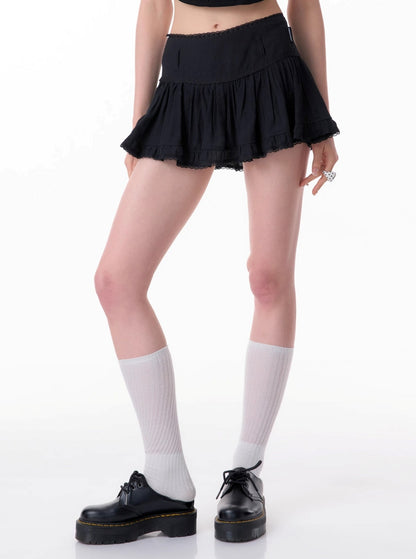 Lace Edge Retro Short Skirt