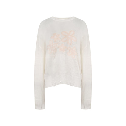 Colorful Mohair Floral Knit Sweater
