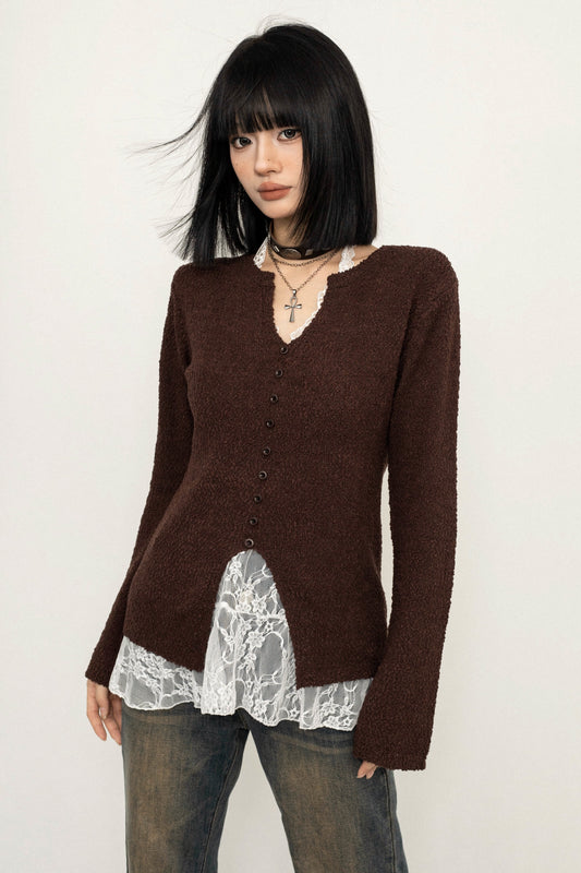 Versatile Coffee Wool Knit Sweater