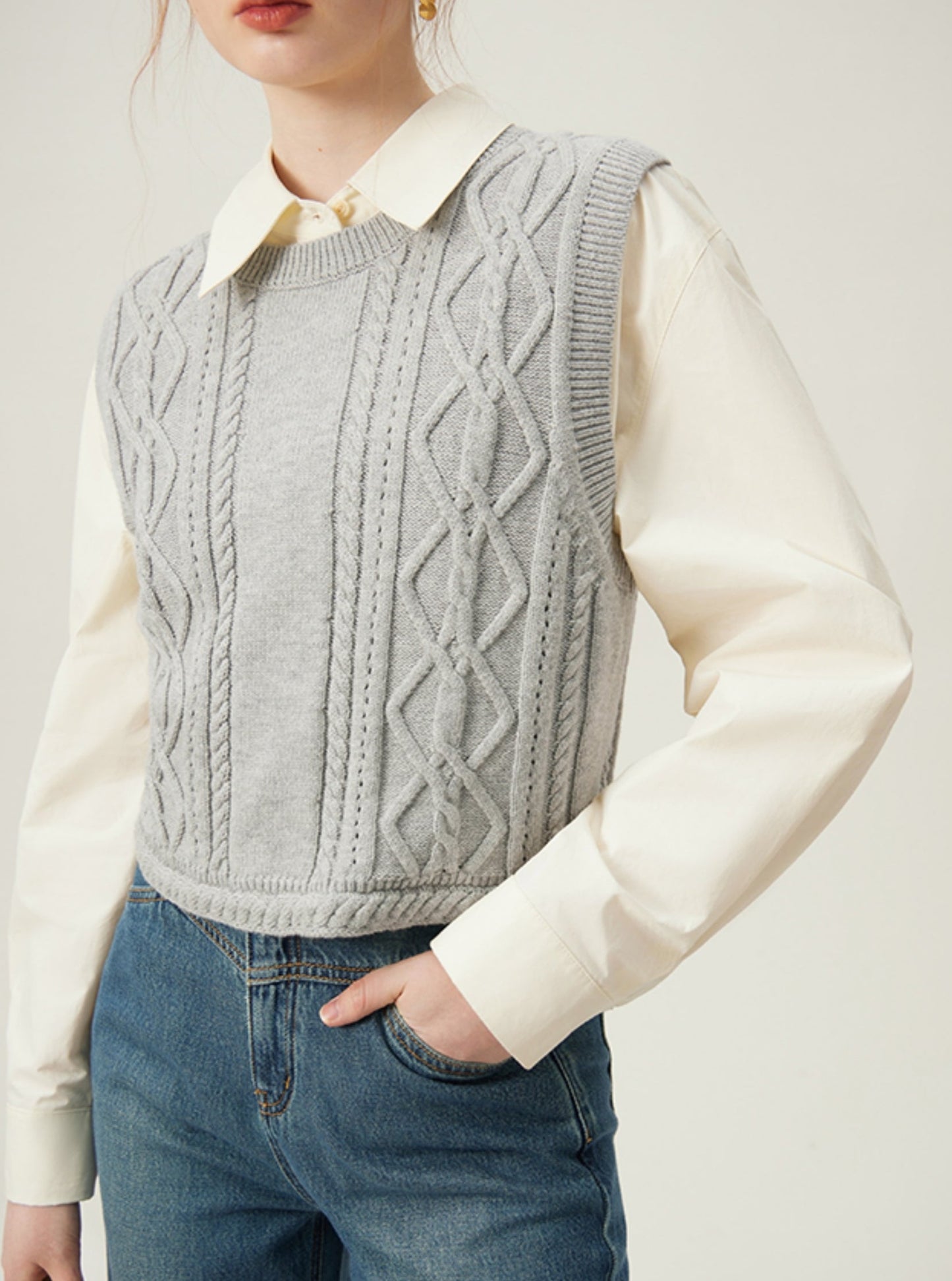 Knit Sweater Vest Jacket