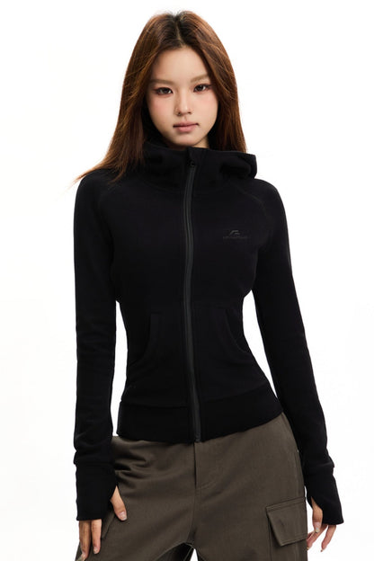 Sporty Hooded Drawneck Cardigan