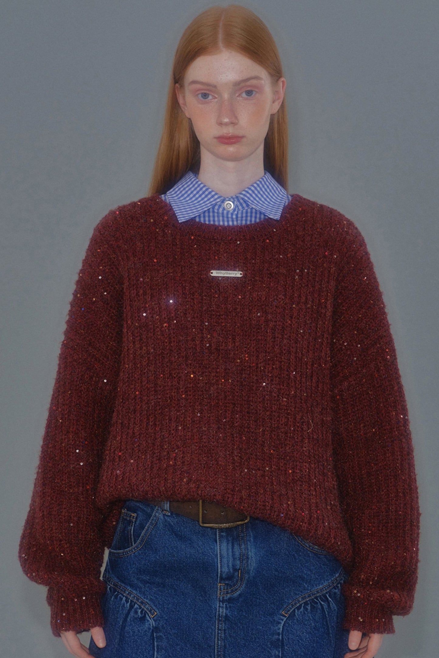 LOOSE SEQUIN ROUND NECK SWEATER