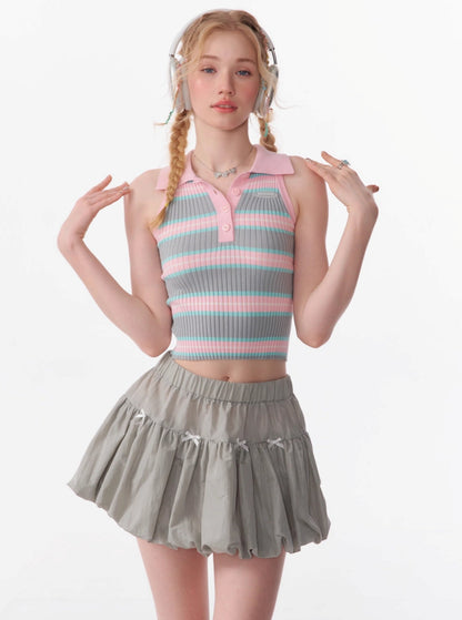 Striped Contrast Knit Vest Top