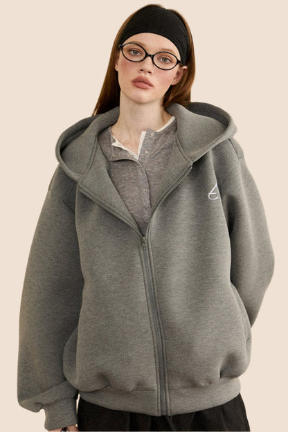 Loose Fit Hooded Cardigan Jacket