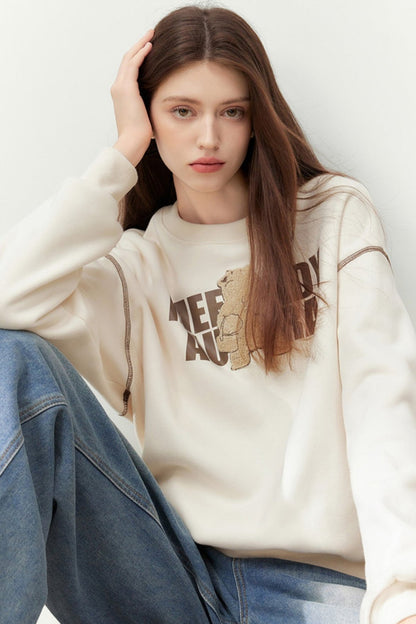 Alphabet Cartoon Bear Warm Velvet Sweatshirt