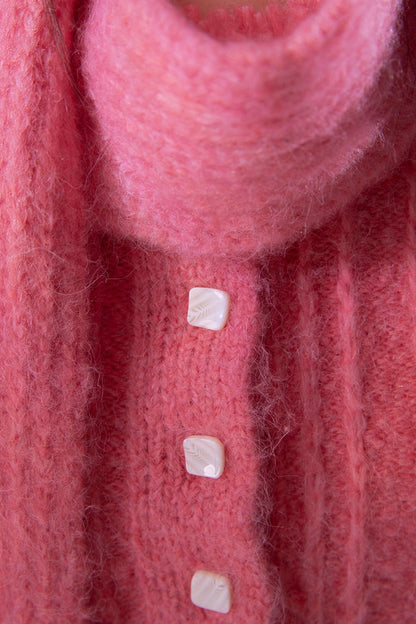 Sunset Pink Mist Blue Wool Cardigan