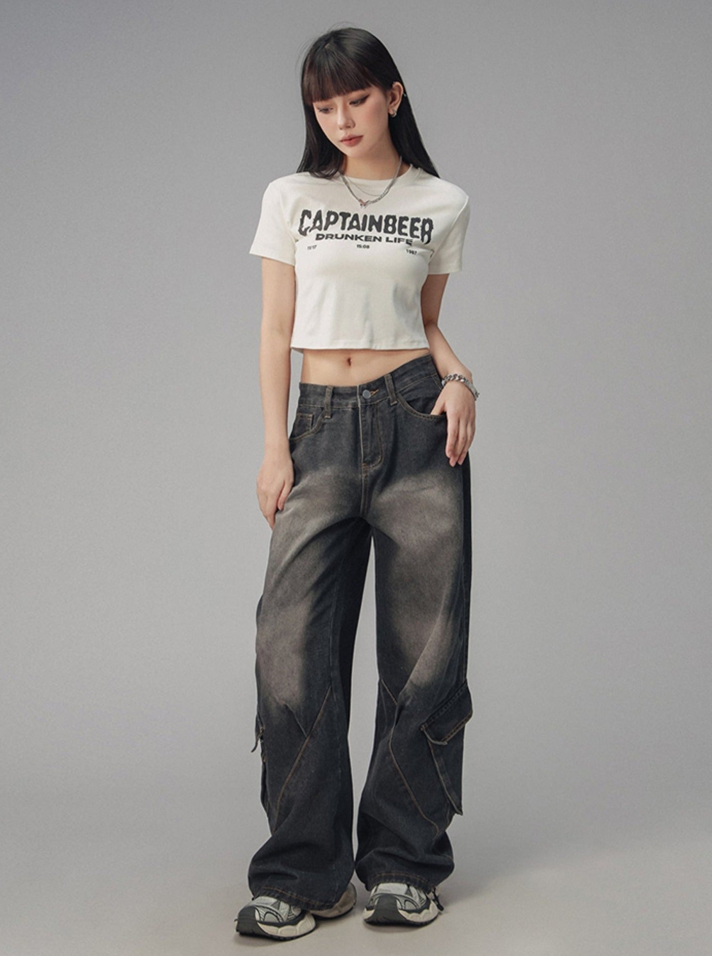 Waist Cropped Crew Neck T-Shirt