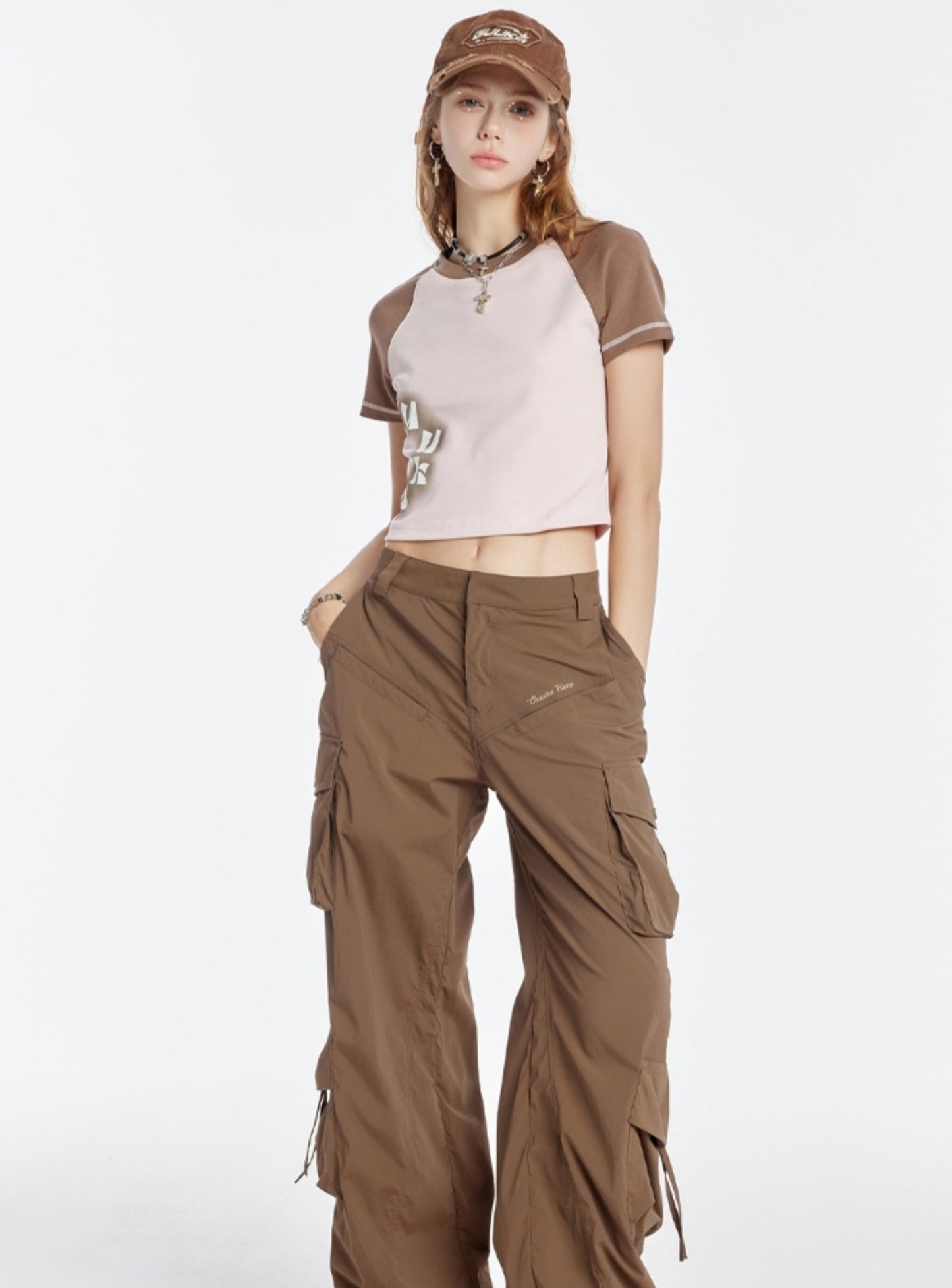 Brown Straight Cargo Pants