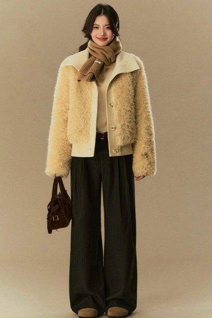 Cropped Fur Lapel Jacket