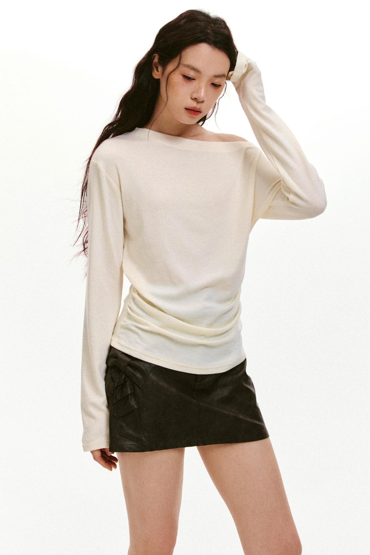 Lyocell Wool Slanted Shoulder Shirt