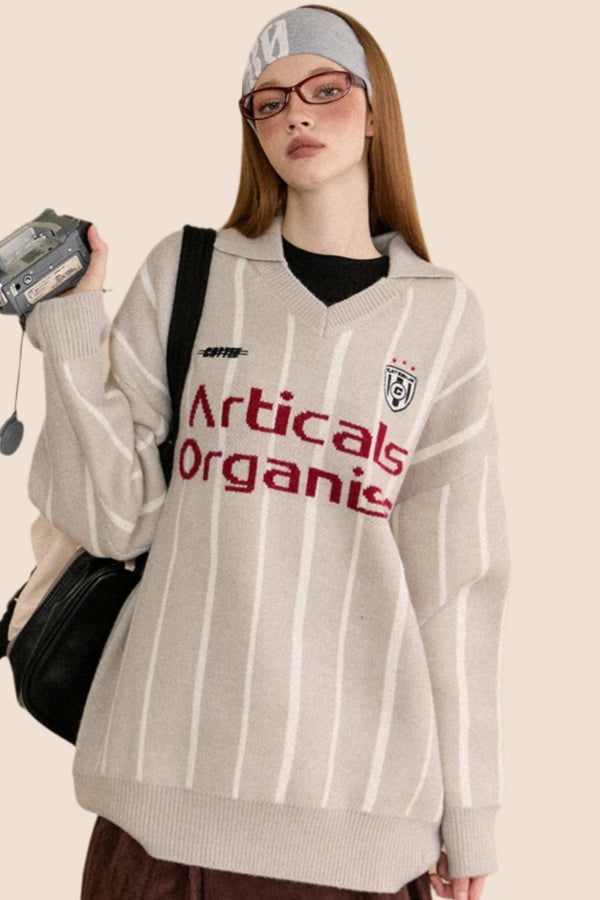 Jacquard V-Neck Slim Sweater