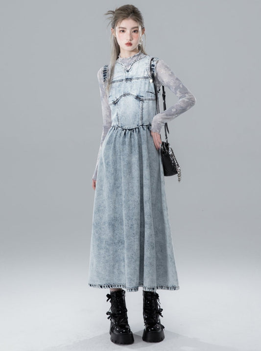 Snowflake Blue Denim Dress Set-Up