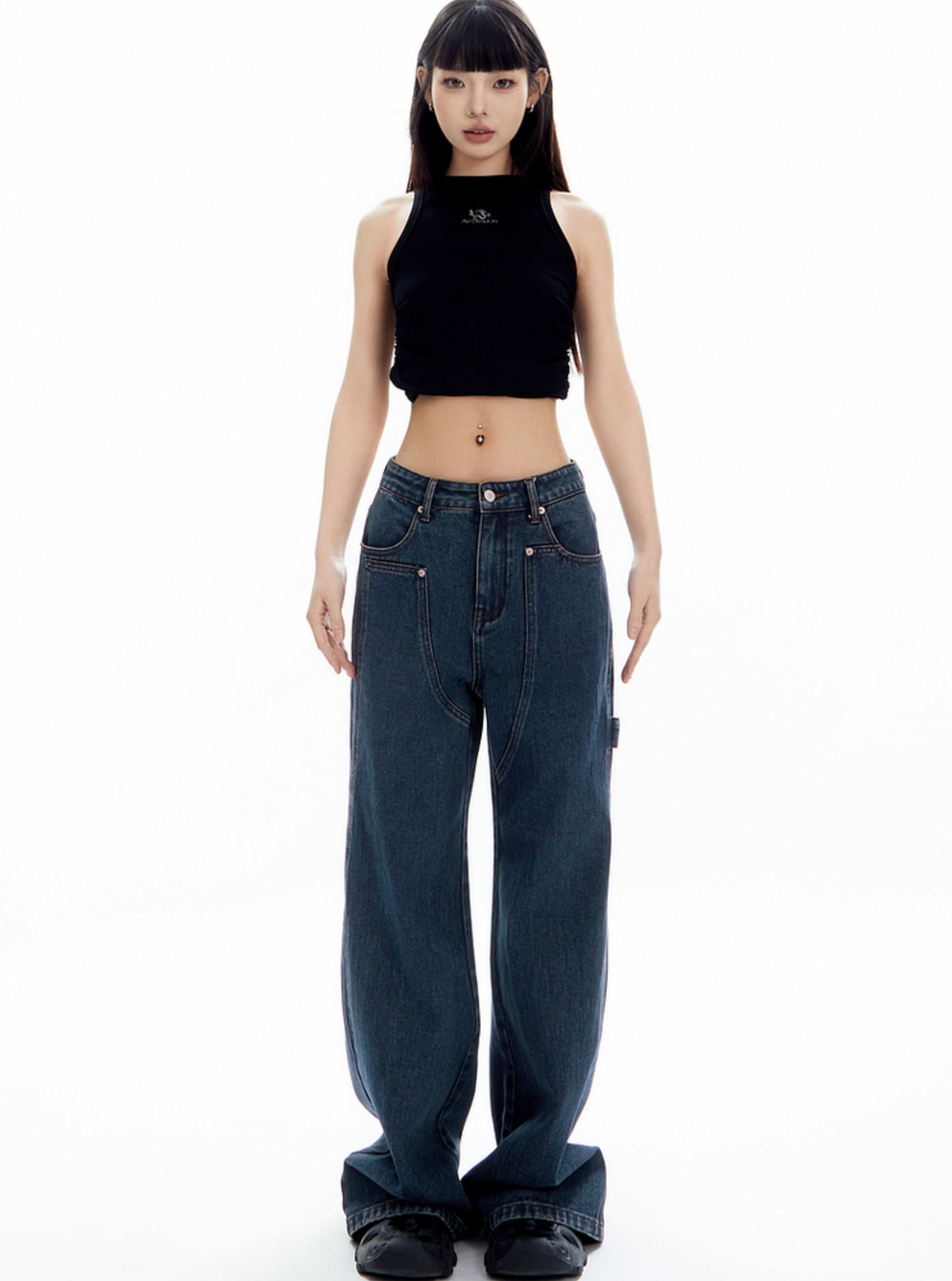 Asymmetrical Silhouette Wide-Leg Pants