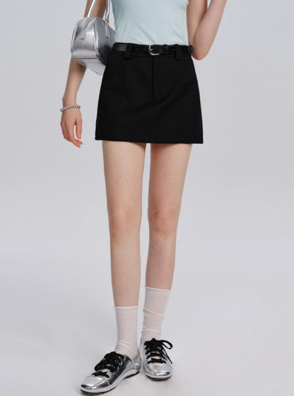 Designer High Waisted Black Suit Skirt