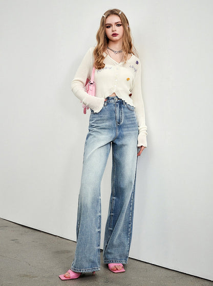 Narrow Fit Wide-Leg Denim Pants