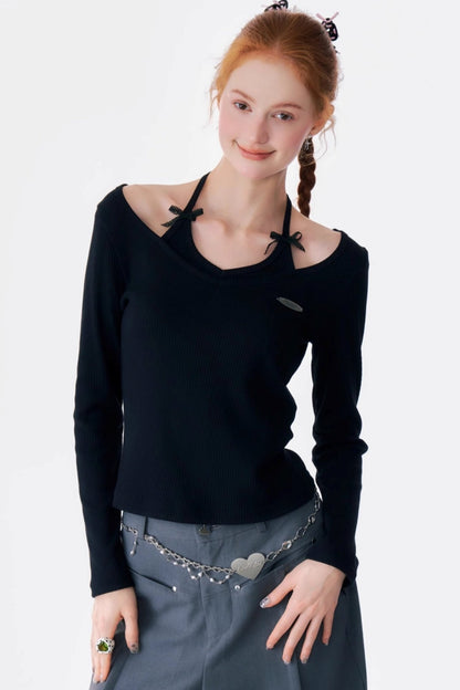 Halterneck Bow Knitted Base Layer