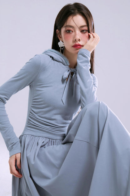 Robe à capuche bleu-gris Taylor 