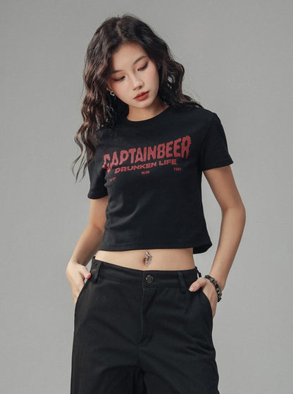 Waist Cropped Crew Neck T-Shirt