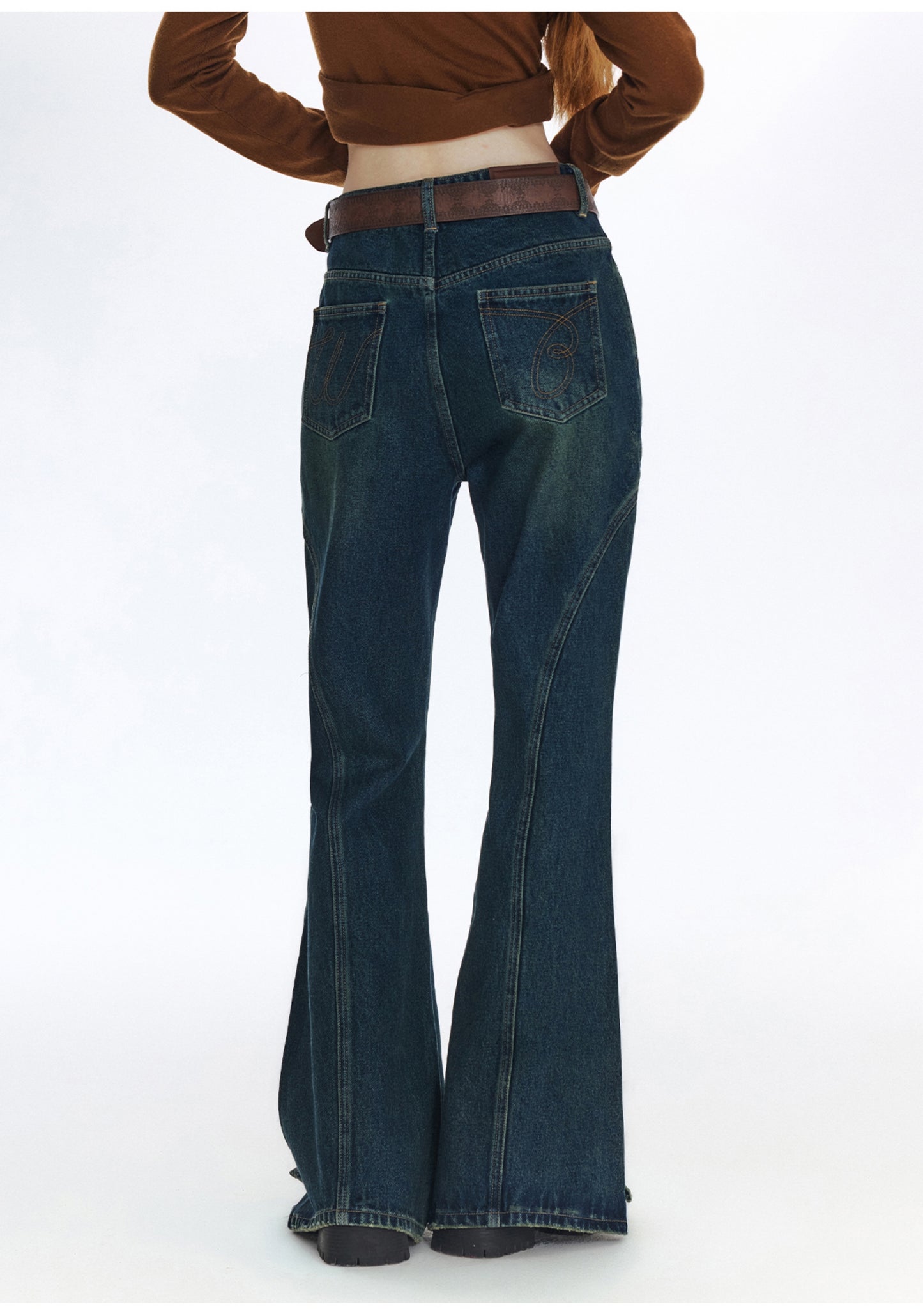 LEG ESSENCE CHEATS FLARED DENIM PANTS