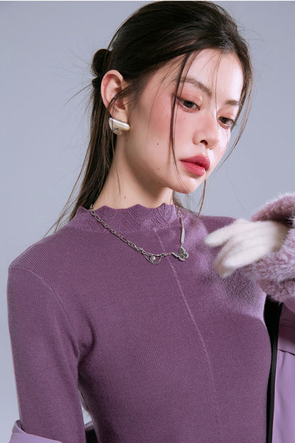 Twisted Wave Collar Wool Base Layer Top