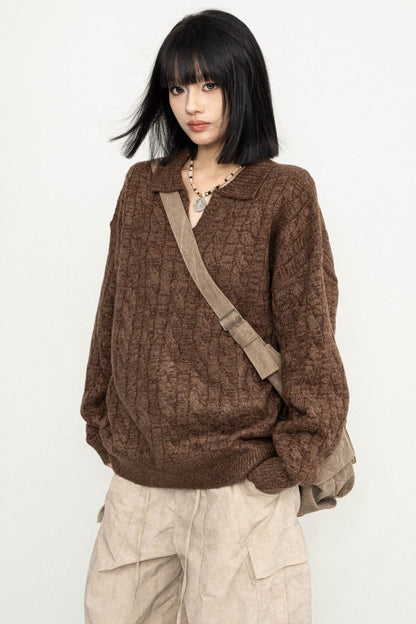 American Retro Style Versatile Loose Knit Sweater