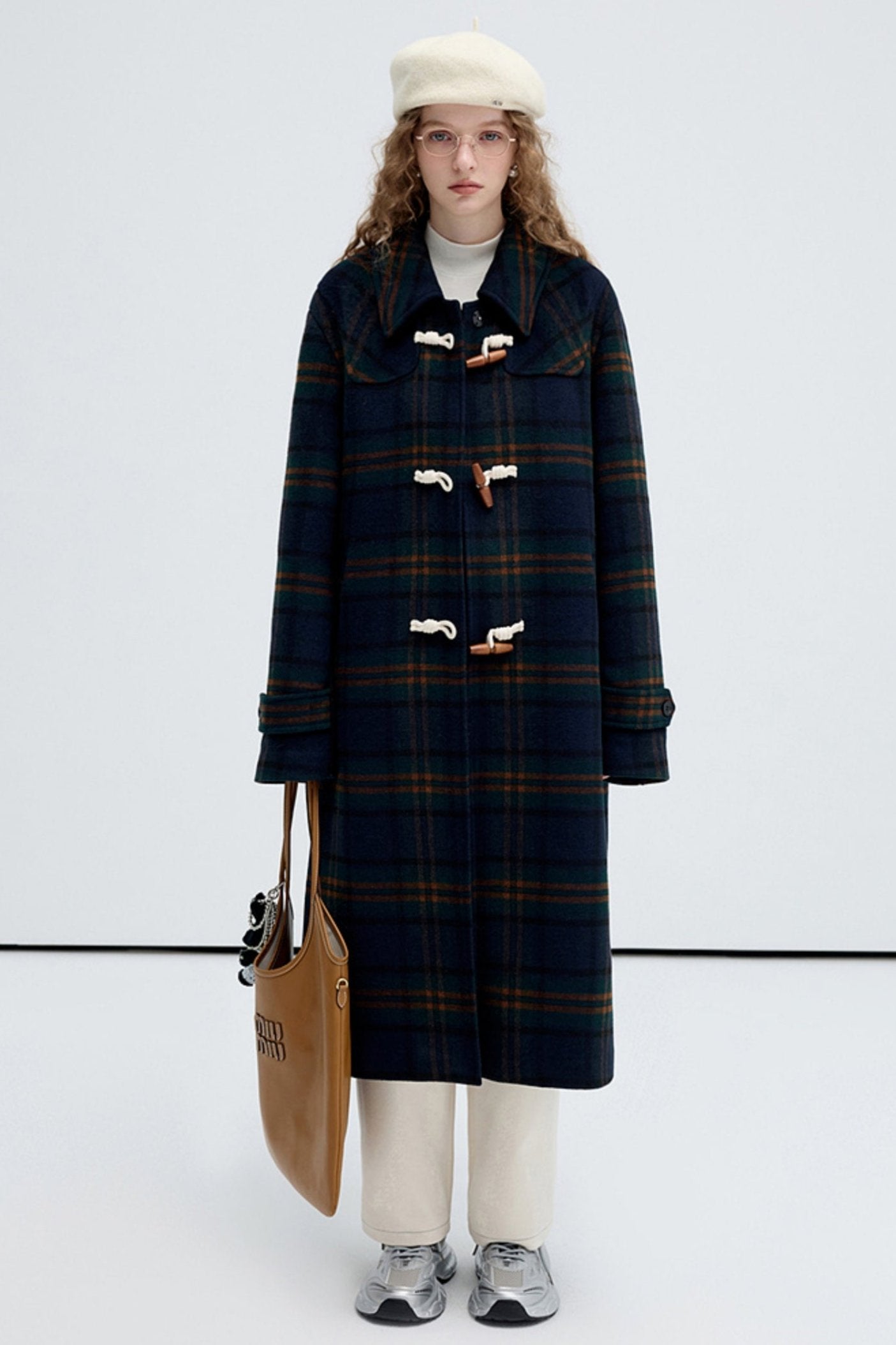 Textured Wool Check Coat