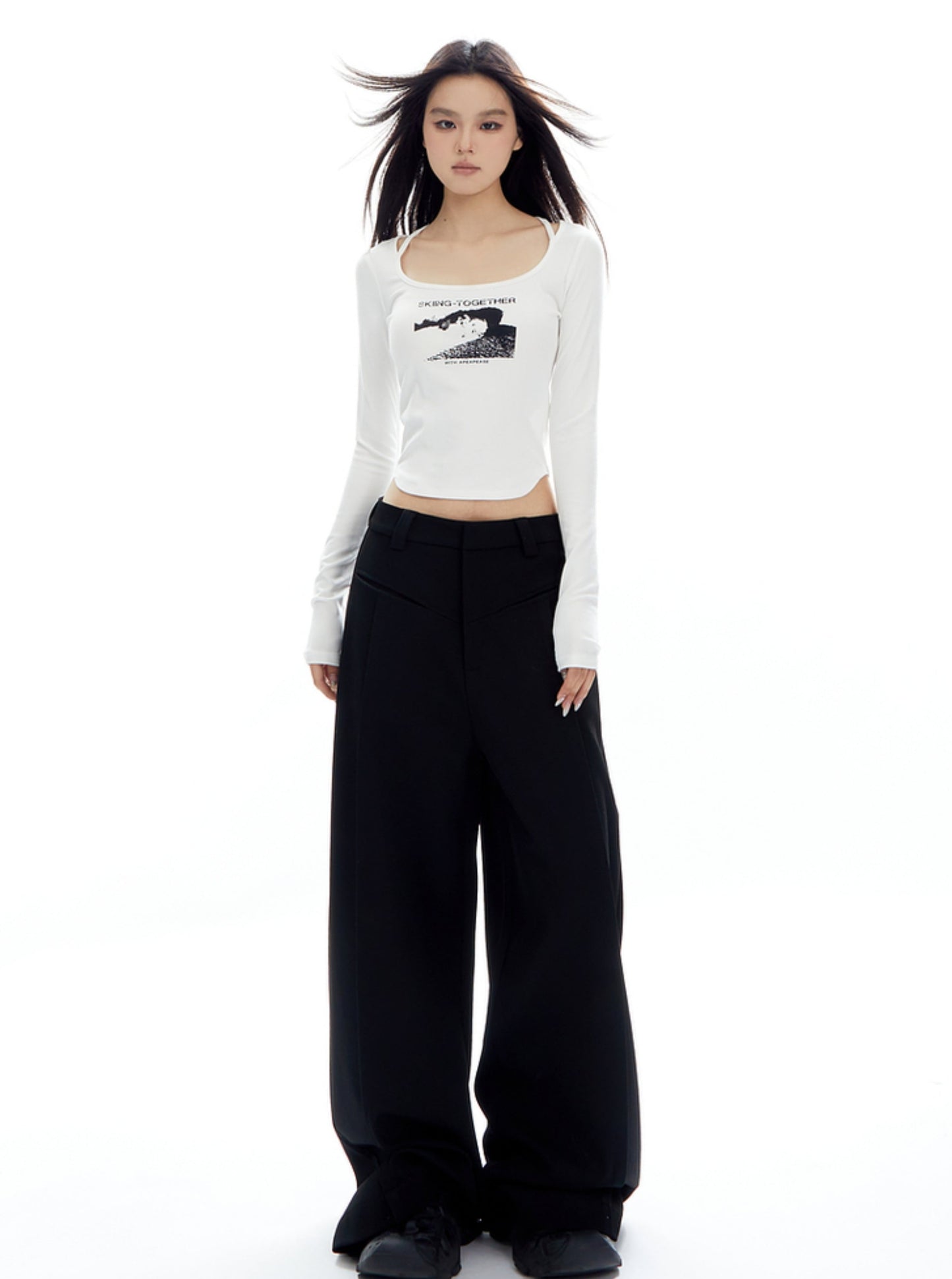 Irregular Hem Print Halterneck Crop Top