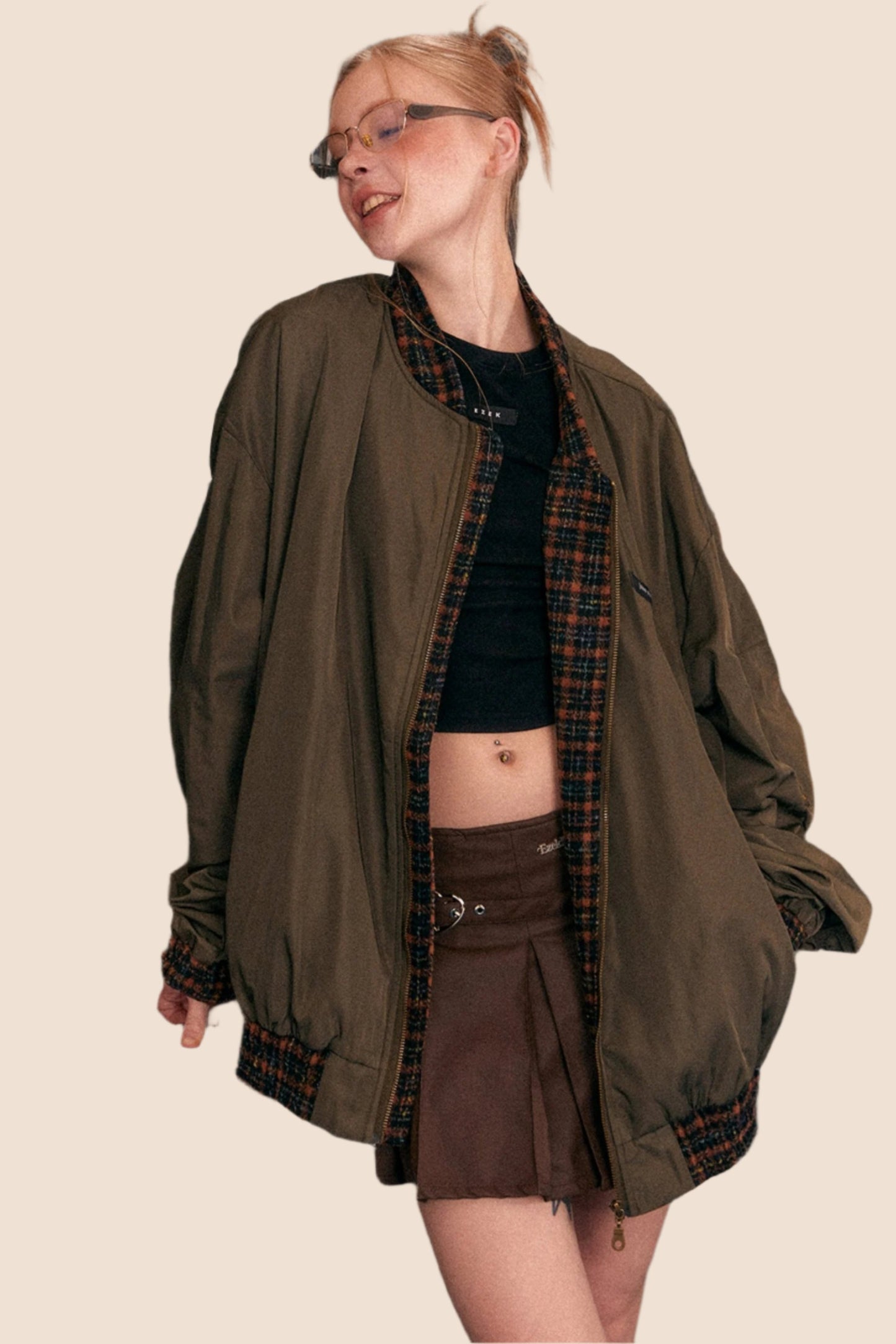 Retro Army Green Bomber Jacket