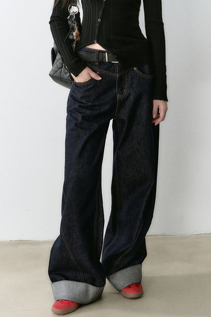 Loose Cuffed Jeans Set-Up