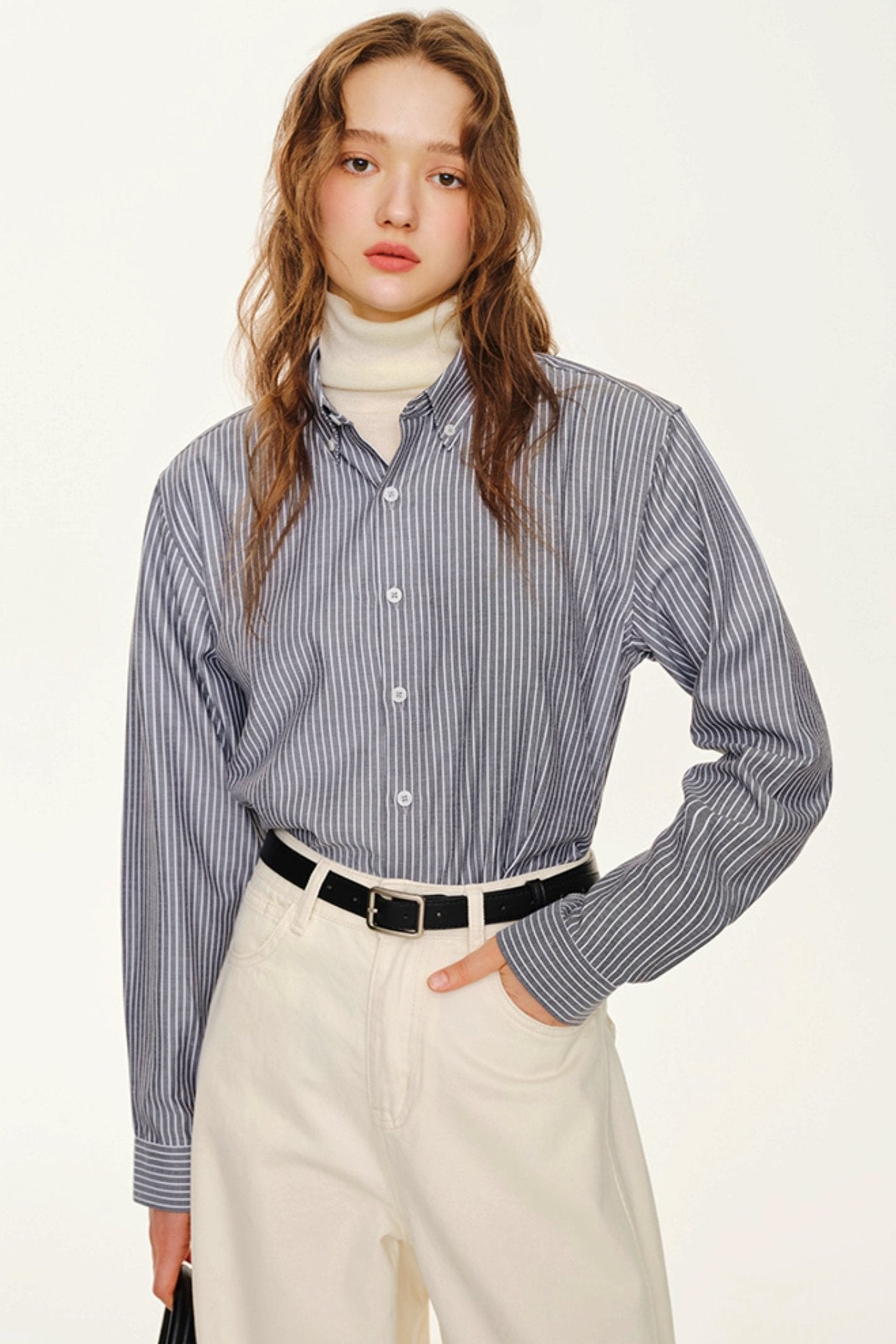 Two-tone Long-Sleeve Casual Shirt