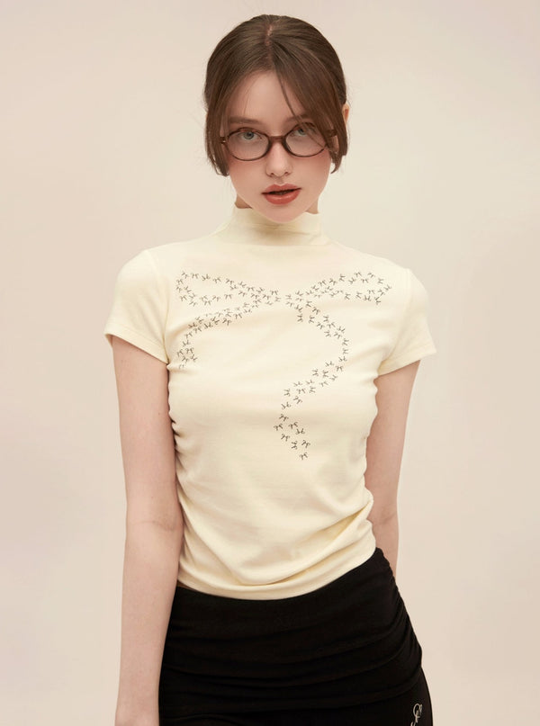 Vintage Bow Print Skinny Tee Set-Up