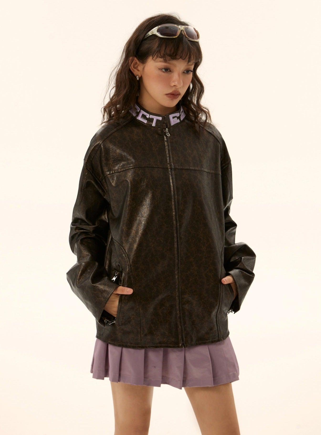 American Retro Loose Leather Brown Jacket