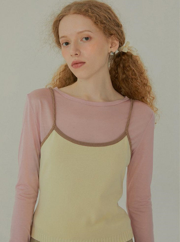 French Contrast Knit Vest Top