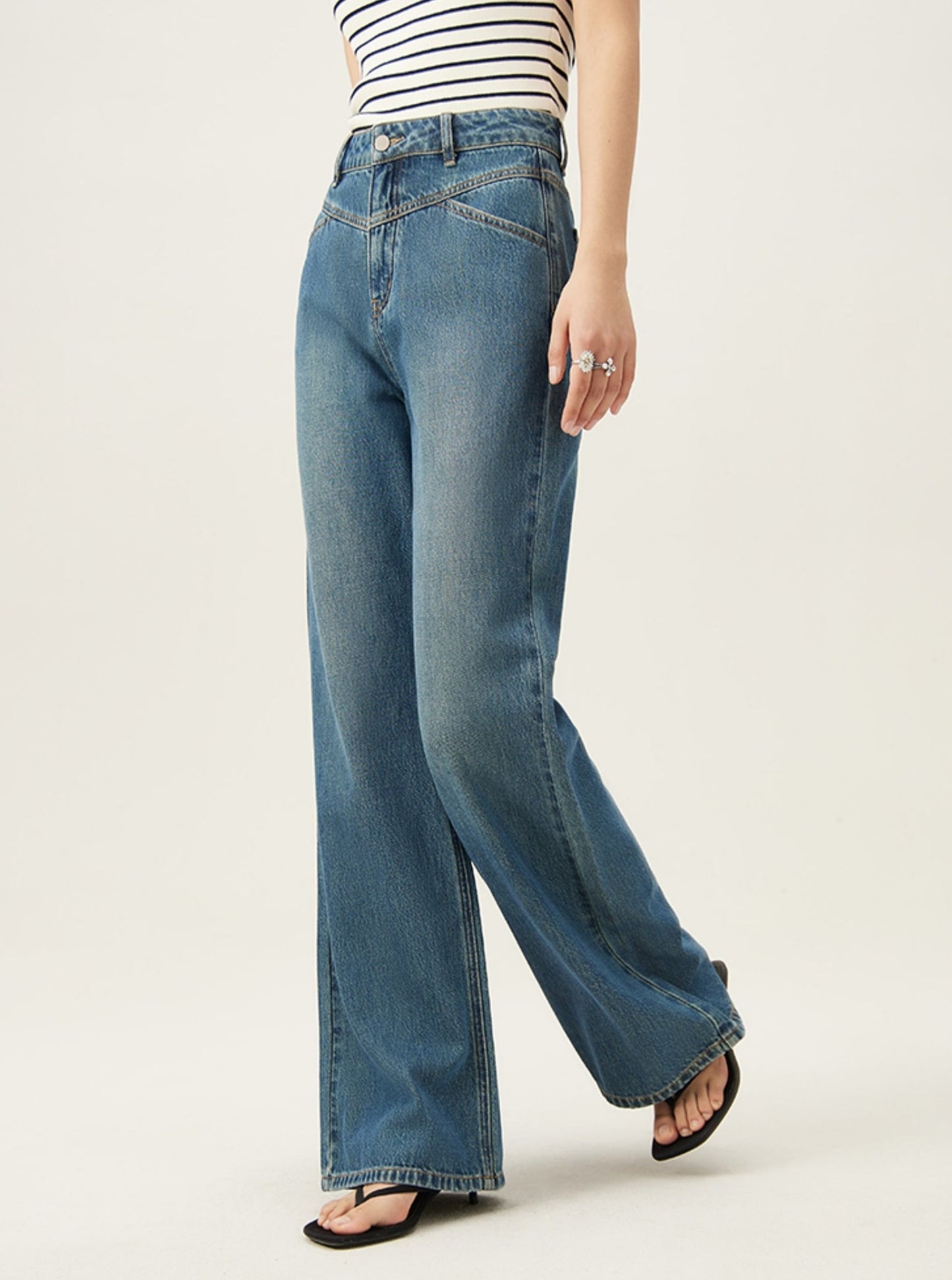 American Retro Straight Waist Straight Pants