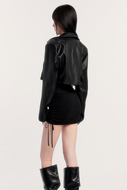 Luxury Black Short Leather Jacket