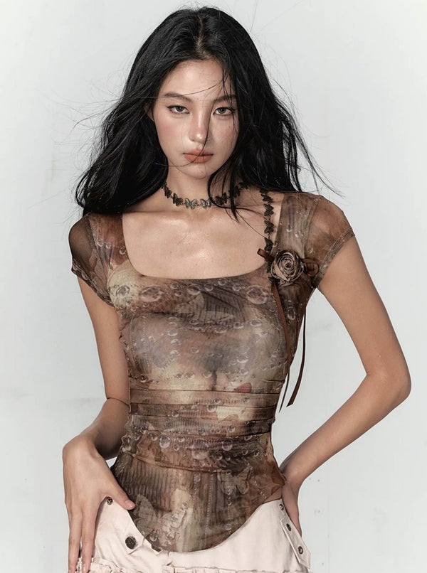 Irregular Pleated Short Sleeve T-Shirt