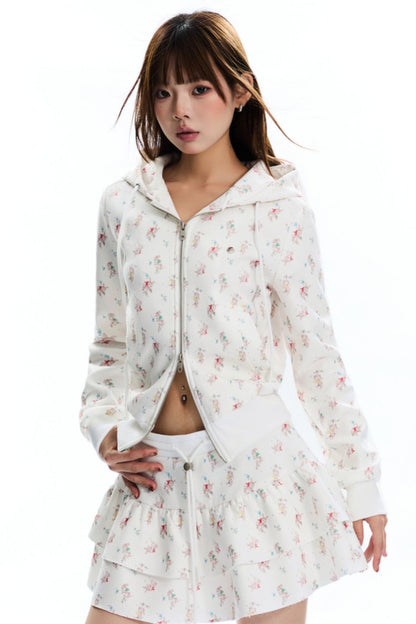 [Neu am 19. September] APEA Herbst/Winter Blokette Bunny Floral Waffle Cardigan Jacket mit Kapuze