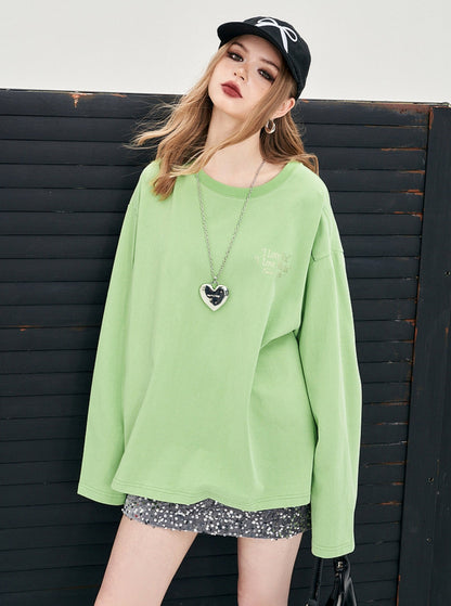 Letter Print Crew Neck Long Sleeve Top