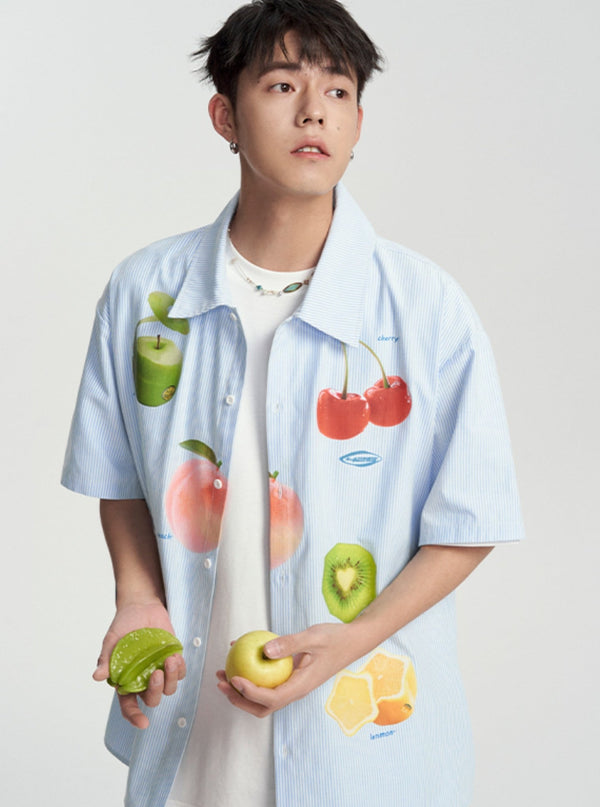 Fun Vertical Fruit Stripe Shirt